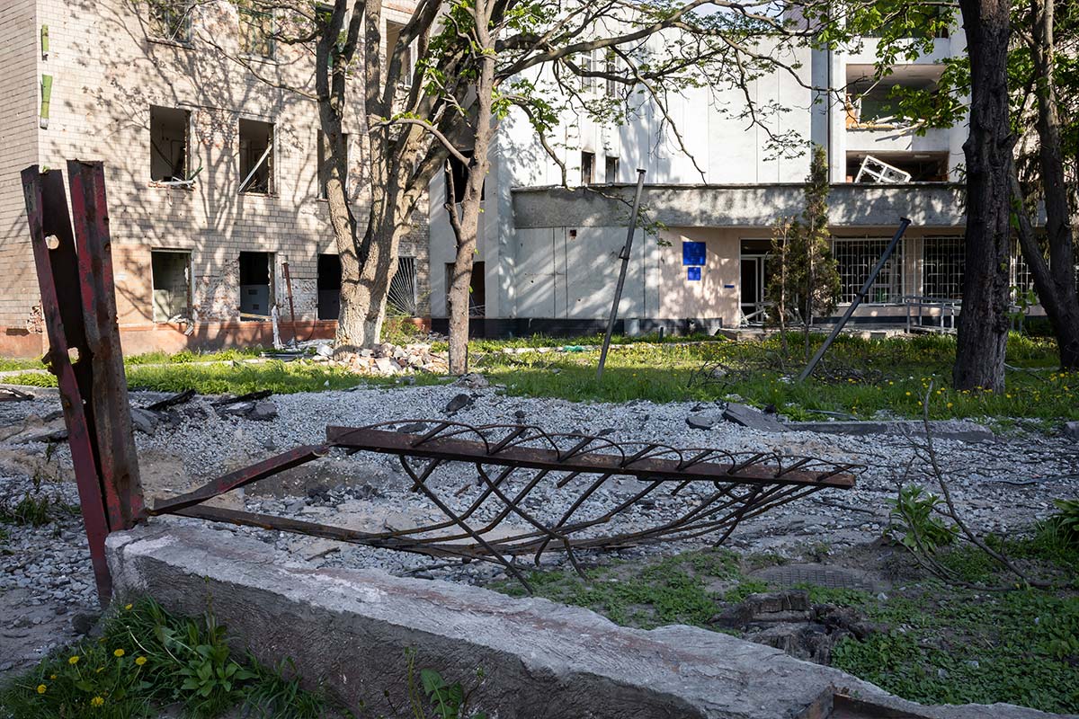 Chernihiv Ukraine 05.13.2022 A hospital was destroyed by an air strike during the war